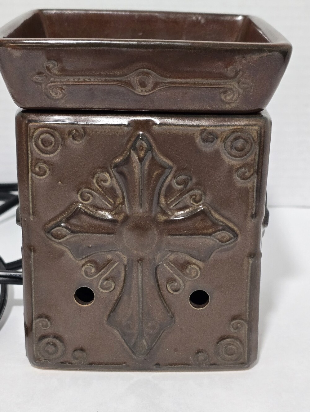 Scentsy Faith Cross Retired Full-Size Wax Warmer Model DSW-FAIT Christian Brown